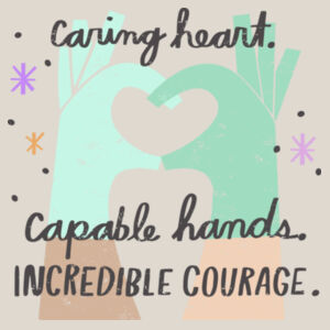 Caring Heart Capable Hands (Left Chest Logo - Full Back Print) on a BELLA+CANVAS® - Unisex Sponge Fleece Classic Crewneck Sweatshirt Design