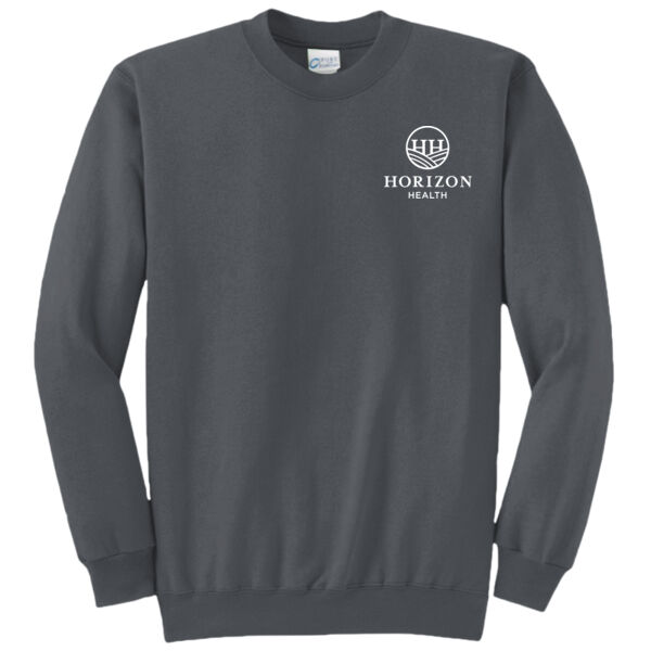 Horizon Health White Left Chest Print on a Port & Company® - Core Fleece Crewneck Sweatshirt Thumbnail