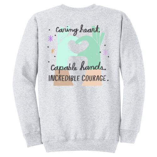 Caring Heart Capable Hands (Left Chest Logo - Full Back Print) on a Port & Company® - Core Fleece Crewneck Sweatshirt Thumbnail